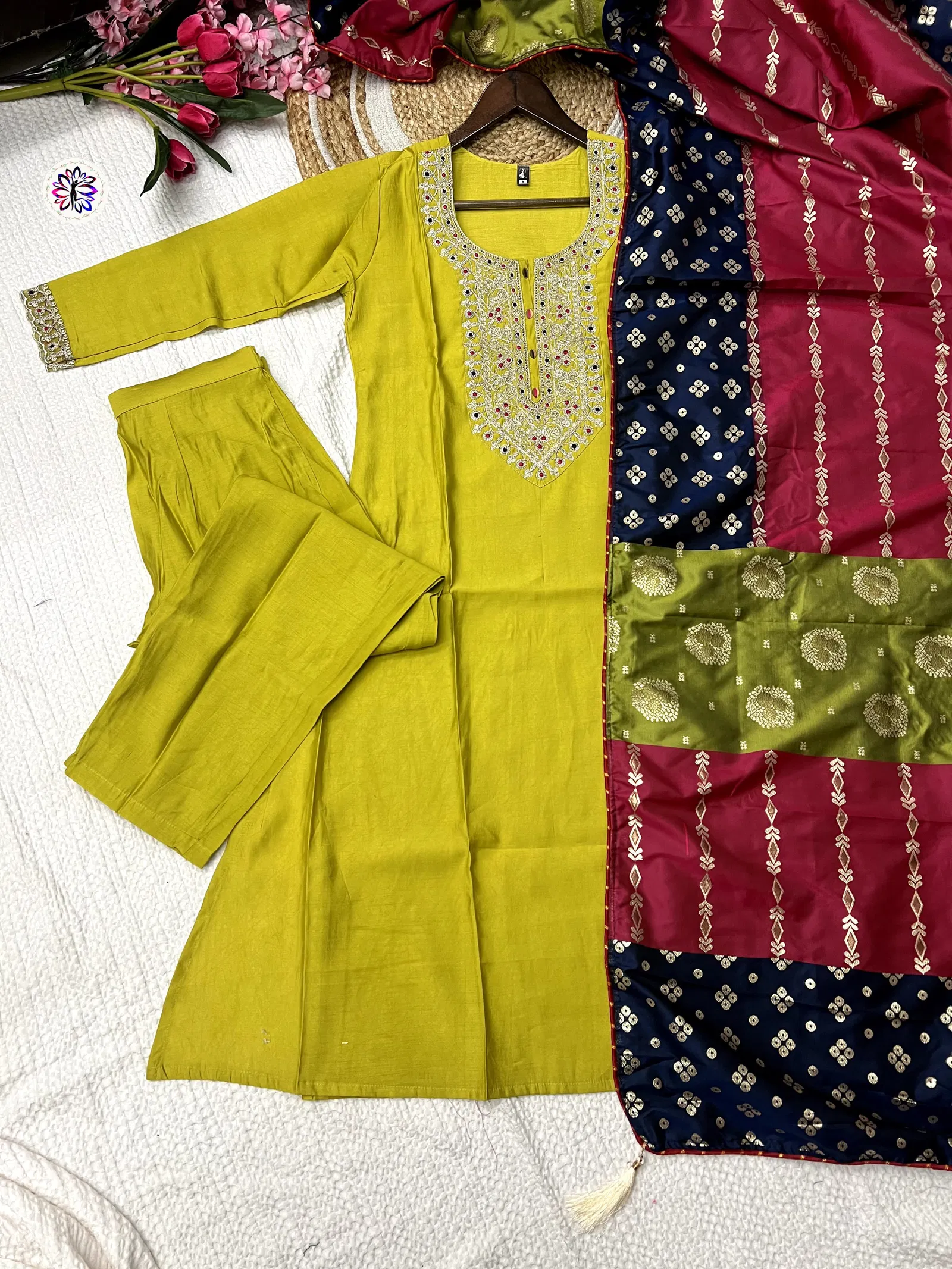 KF 4036 Kalaai Viscose Chanderi Kurti With Bottom Dupatta Wholesale Online